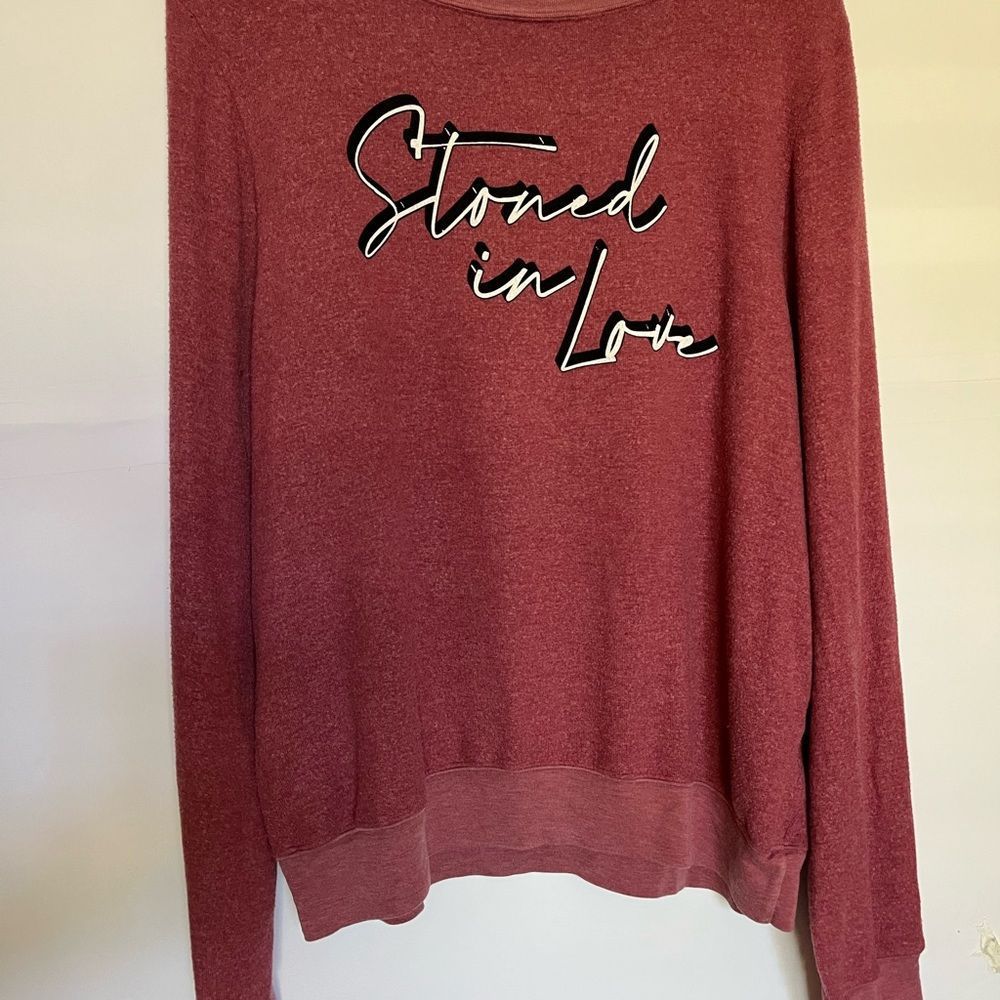 Casual Women's Maroon Graphic Sweatshirt - Stoned in Love